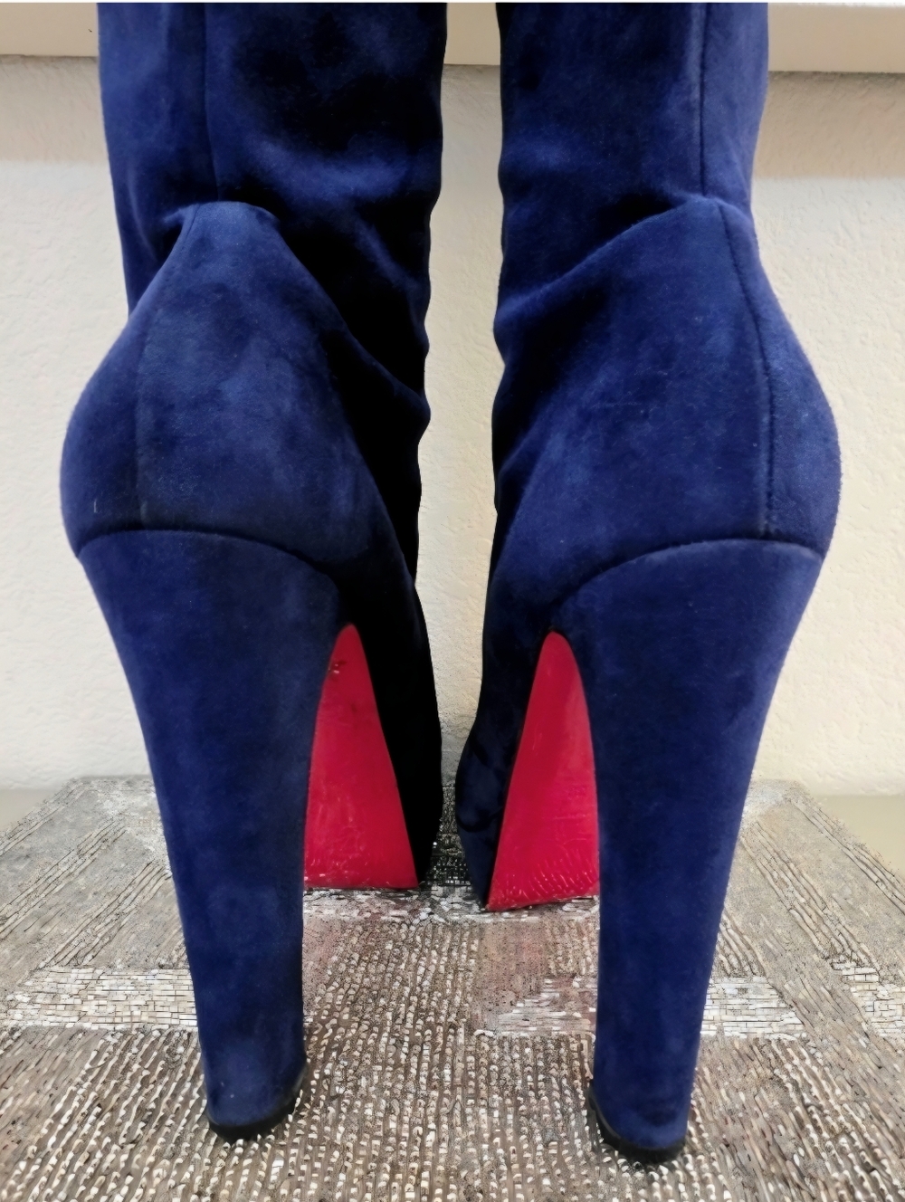 Christian Louboutin Royal Blue Suede Knee-High Boots - Size EU 39 (Fits US 8) - Picture 11 of 16